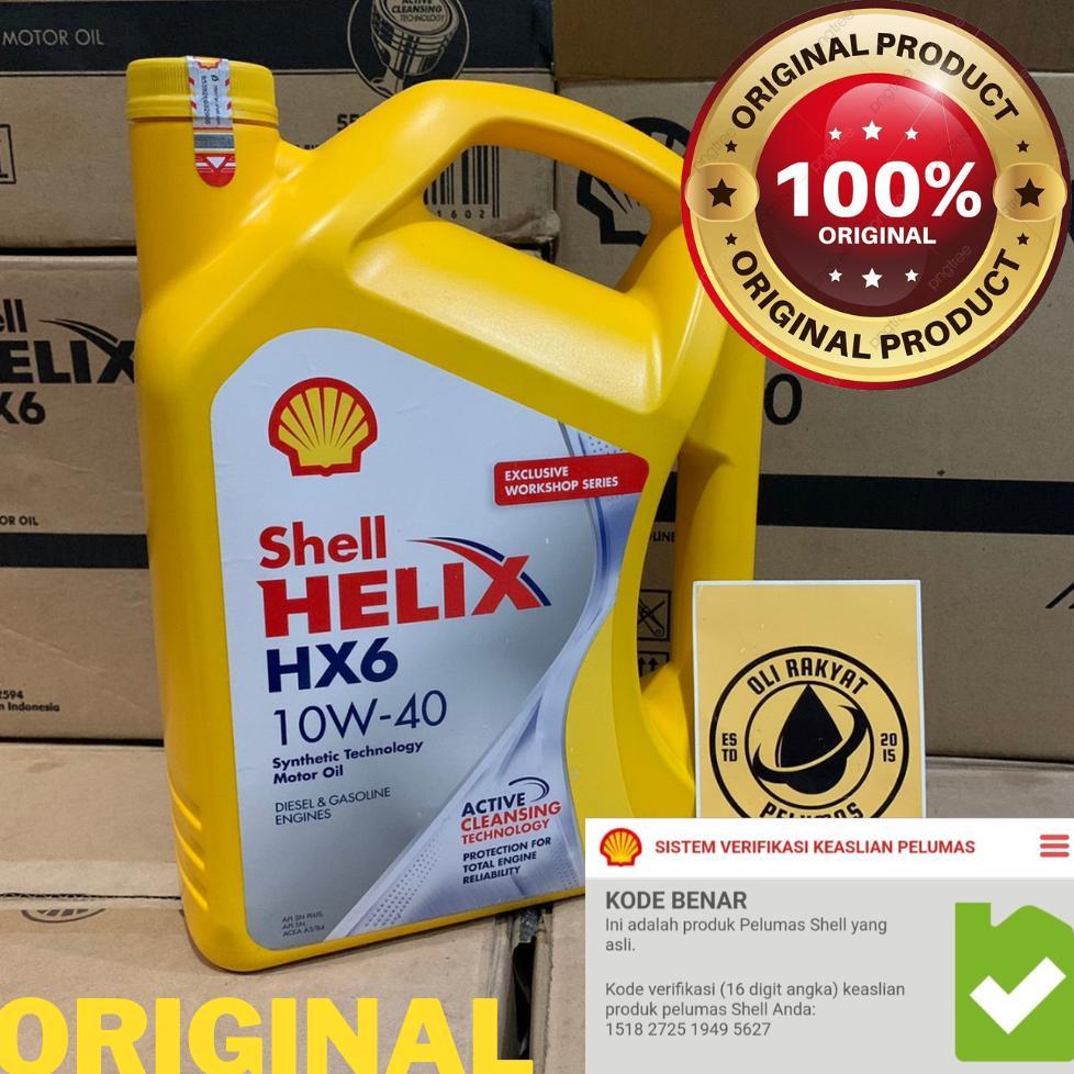 OLI MOBIL SHELL HELIX HX6 10W-40 | HX6 4 LITER | ORIGINAL BARCODE HIJAU ( OLI MESIN MOBIL ) HX6