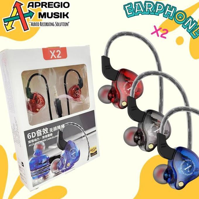 Promo X2 Dynamic Wired Earphones in ear monitor IEM no mic monitor panggung Diskon