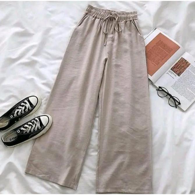 Promo  Celana Kulot Highwish/Celana Kulot Wanita Rami Linen Premium/Celana Wanita Terkini Celana Kul
