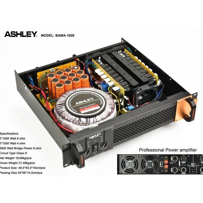 Promo Power  Amplifier Ashley Bama 1000 BAMA-1000 Class H 2 Channel Original Diskon