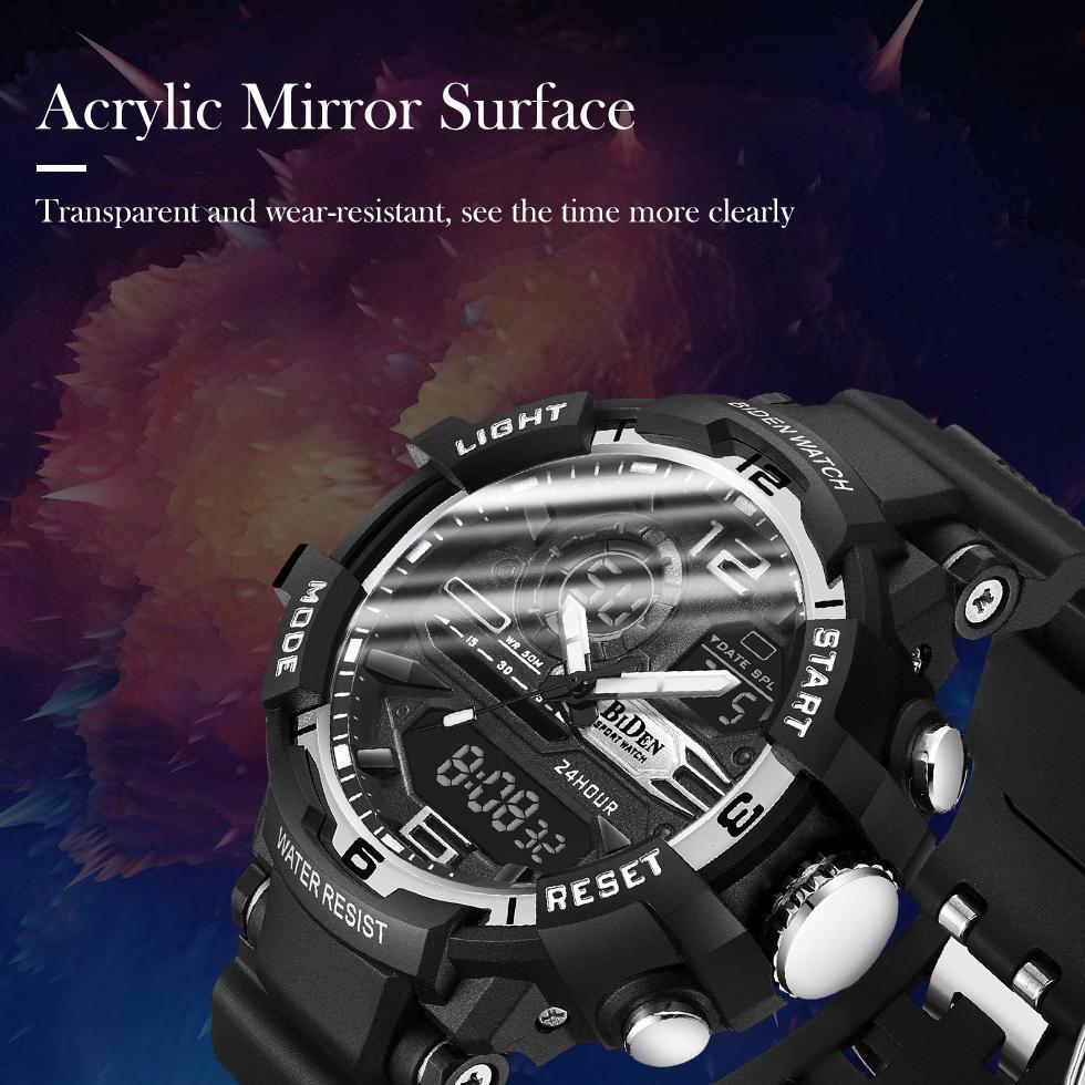 MURAH BIDEN Jam Tangan Pria Anti Air Olahraga Auto Date Luminous Analog Digital R008