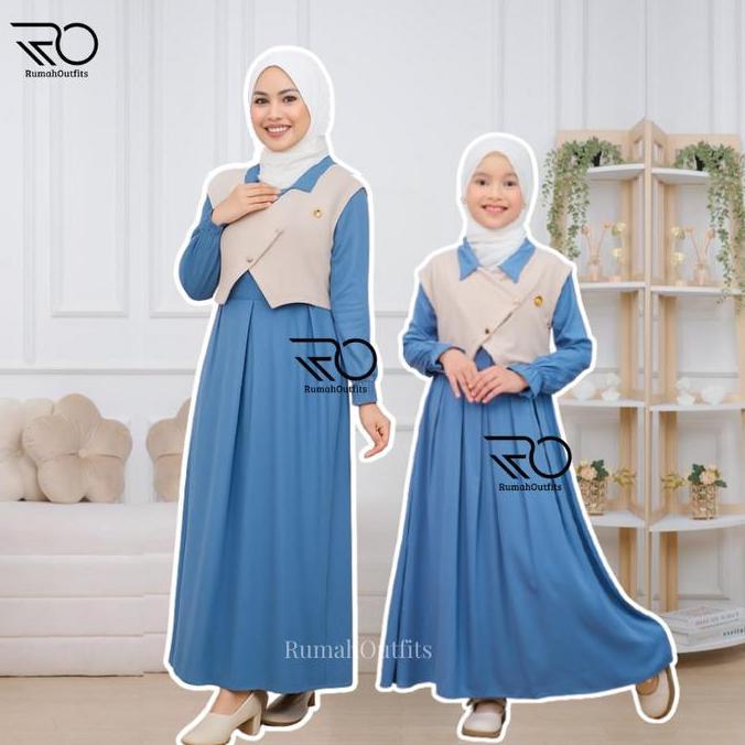 Gamis Couple Ibu Anak Bahan Rayon Twill  / Baju Muslim Couple Mom Kids / Baju Gamis lebaran Gamis An
