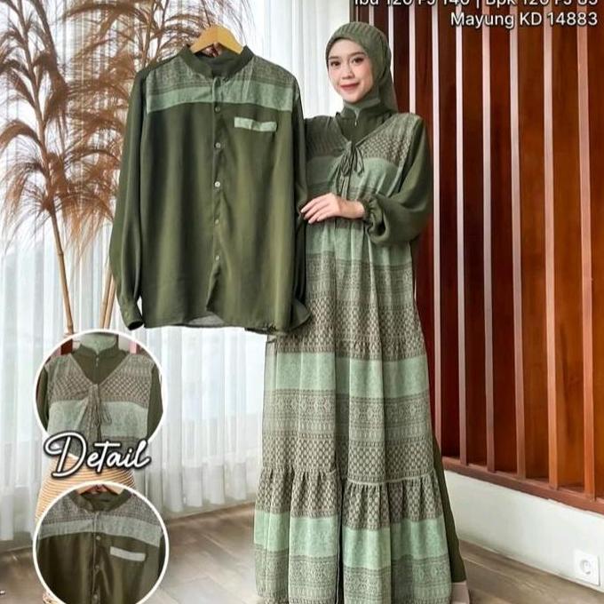 Baju Lebaran Sarimbit Couple Suami Istri Terbaru - Set Couple Annisa Gamis Set Hijab Koko Tangan Pan