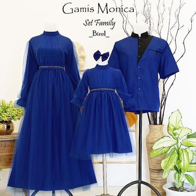 gamis monica biru elektrik/gamis lebaran keluarga/gamis lebaran terbaru/gamis couple family/gamis to