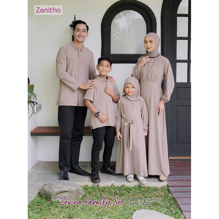 Zenitha-  Zevira Family Beige/Taupe Set Sarimbit Keluarga Lebaran Couple Family Set Premium