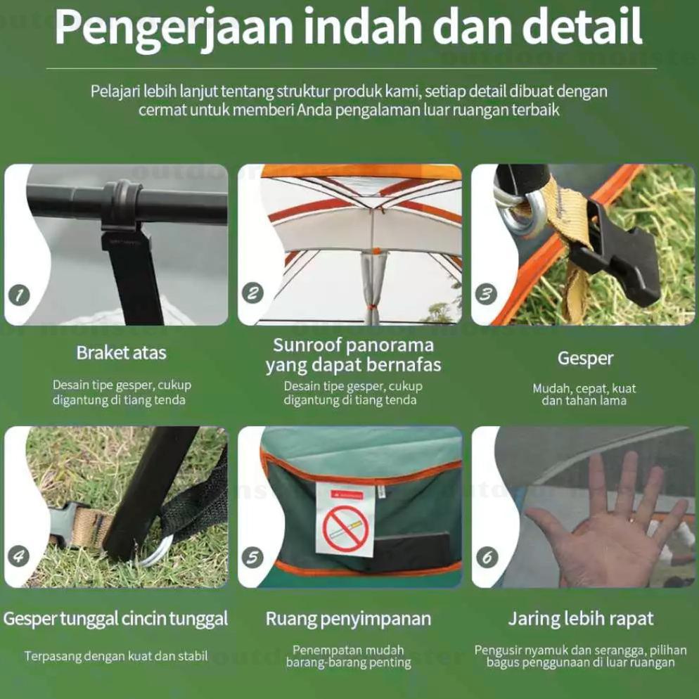 Outdoor Monster (Garansi 1 Tahun) 8-12 Orang Tenda Camping Tahan Air Dan Angin - Tenda Besar Keluarg