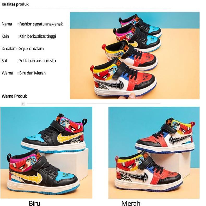 HOT PRODUCT MOSBO Sepatu Anak Cowok Spiderman Sepatu Boot Anak Cowok Cewek Sepatu Boots Kulit Spider