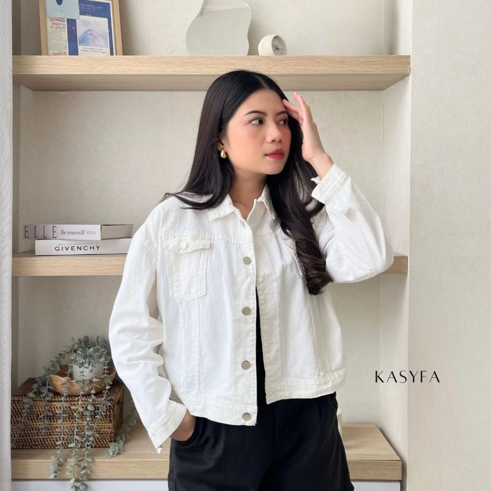 hot deals witney jaket jeans putih wanita jaket crop biondy
