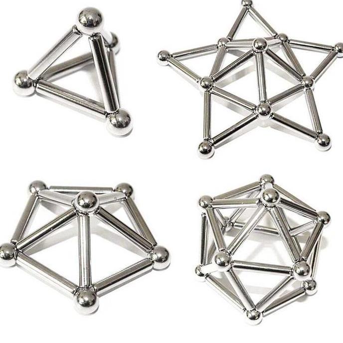 Promo Mainan Edukasi Bangun Magnet Lego Magnet Silver Set 36 Stik & 27 Bola Magnetik Stainless Steel