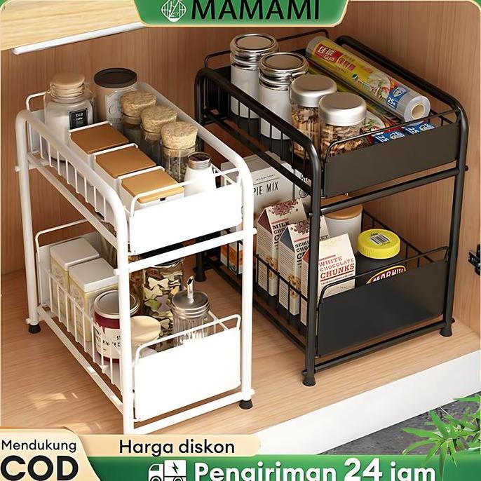 BRAGANZ Kabinet Lemari Keranjang Geser Tarik Kitchen Rack Penyimpanan Serbaguna kolong dorong tertut