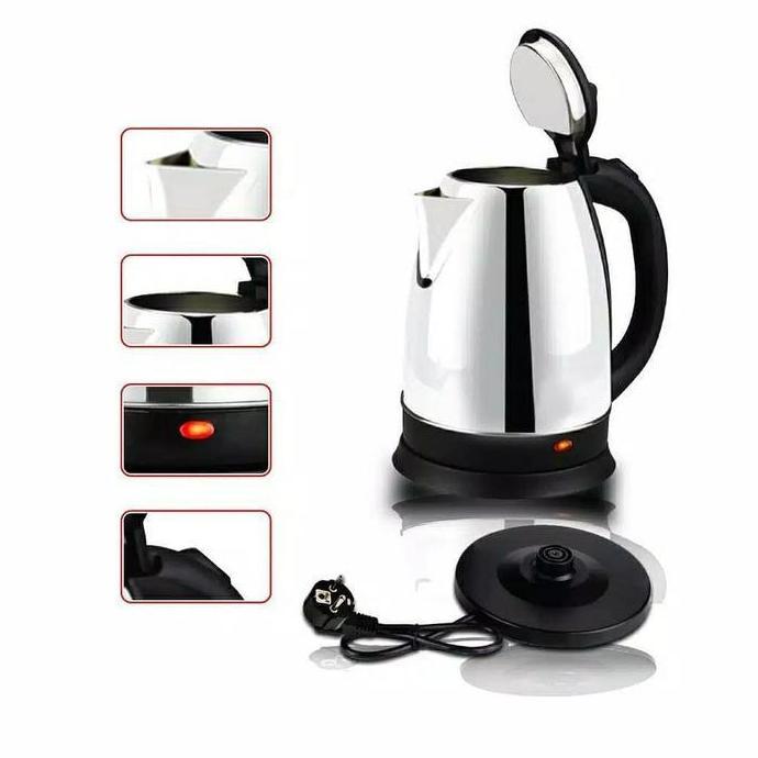 NEW DEALS Teko Listrik 2 Liter + Auto Switch Off Stainless Teko Pemanas Air SQRS Ketel Listrik Elect