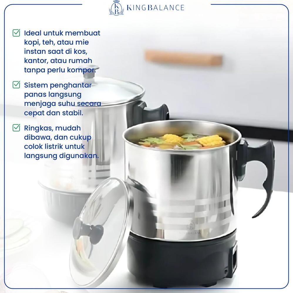 Discount King Balance Teko Listrik Pemanas Stainless Steel 400 Watt BPA Free Mug Elektrik Low Watt 5