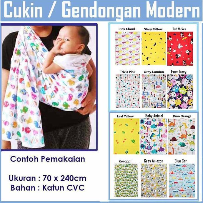 Cukin Motif Kartun Gendongan Selendang Modern Motif Gendong Bayi Best Quality