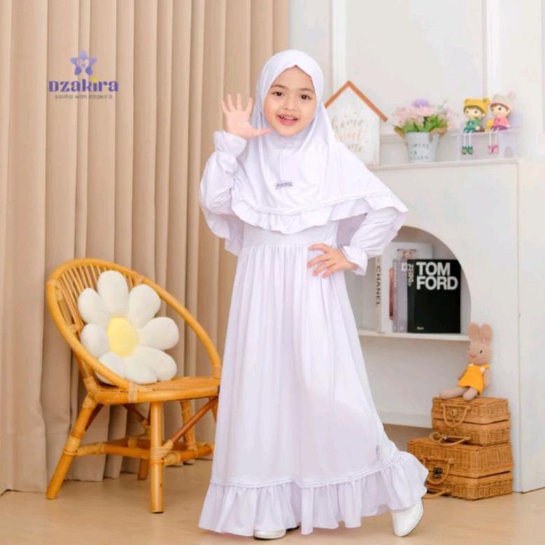 Gratong Gamis Anak Putih Gamis Manasik Haji Set Kerudung Baju Muslim Anak Warna Putih