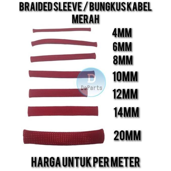 Bestgood- Braided Cable Sleeve - Sleeving Cable Bungkus Kabel - 6mm- Merah