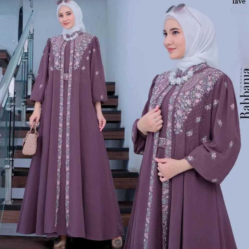 Awet Cod Rabbania Dress Vol 2 Ceruty Babydoll Mix Bordir Premium // Gamis Wanita Jumbo M L Xl Xxl //