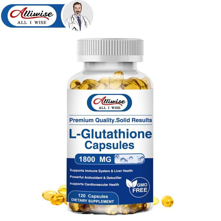 Alliwise L-Glutathione 1800mg untuk Memutihkan Kulit, Antioksidan, Menghilangkan Flek Hitam dan Beka