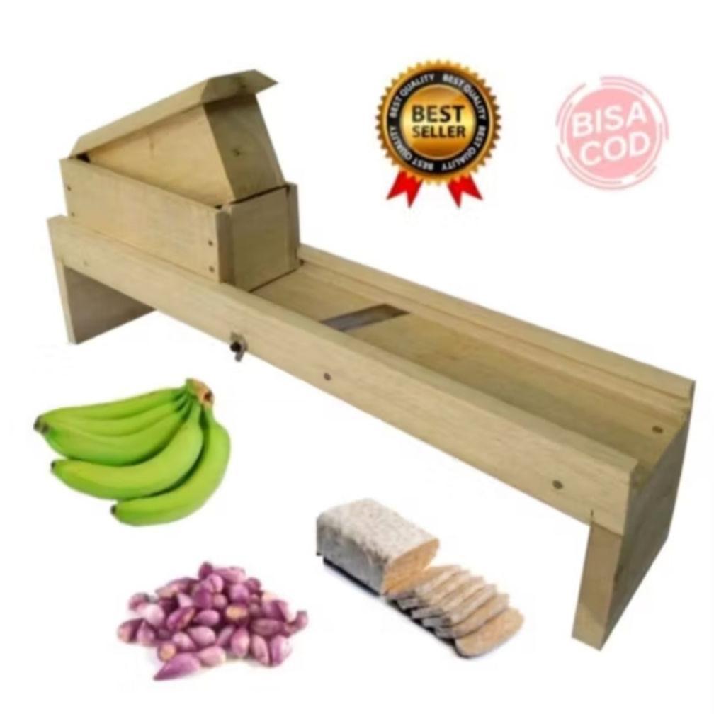 Pemotong Bawang Merah alat pengiris keripik pemotong pisang Pasah Bawang serbaguna bahan kayu jati /