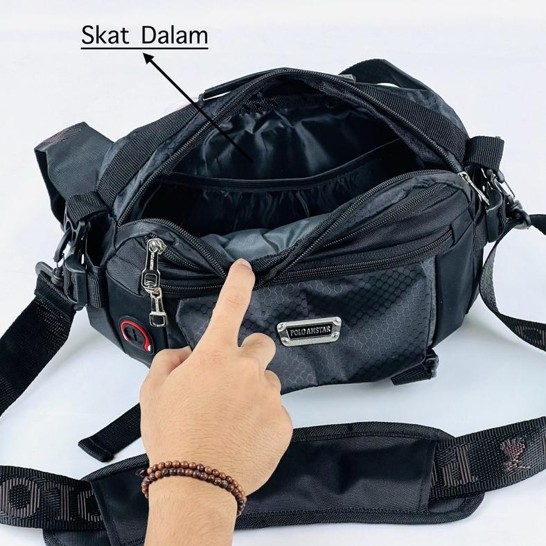 NEW Tas Selempang Pria POLO AMSTAR  Slingbag Tas Kerja  Kuliah Sekolah Simple Ukuran Size Besar