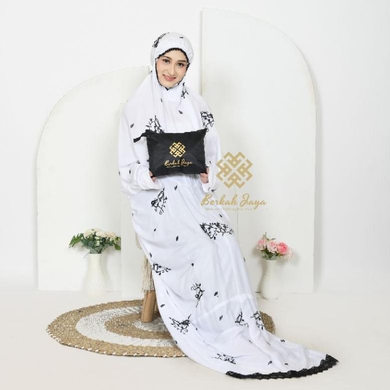 Tahan Lama Mukena Terusan Bordir Bunga Love Rayon Timbul Lajuran Dewasa