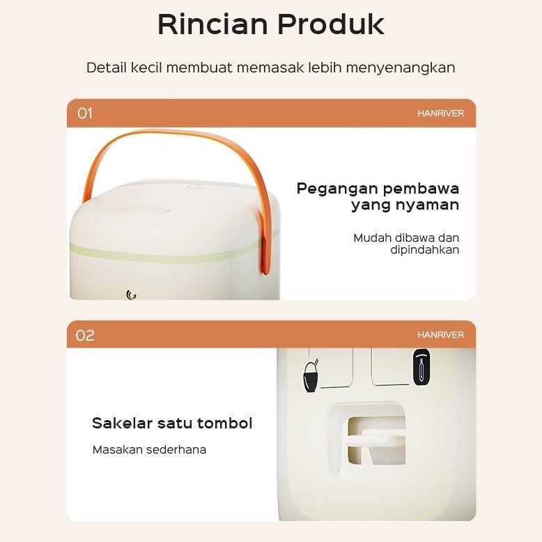 PROMO TERBARU HAN RIVER Medan Rice Cooker 0.8L Magic Com Mini 400W