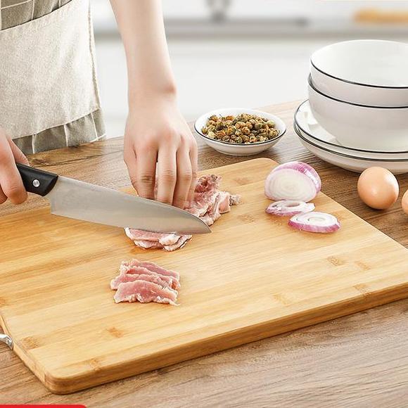 ZAKKASTORE Talenan Bambu Talenan bulat potong buah sayur daging extra tebal talenan anti jamur