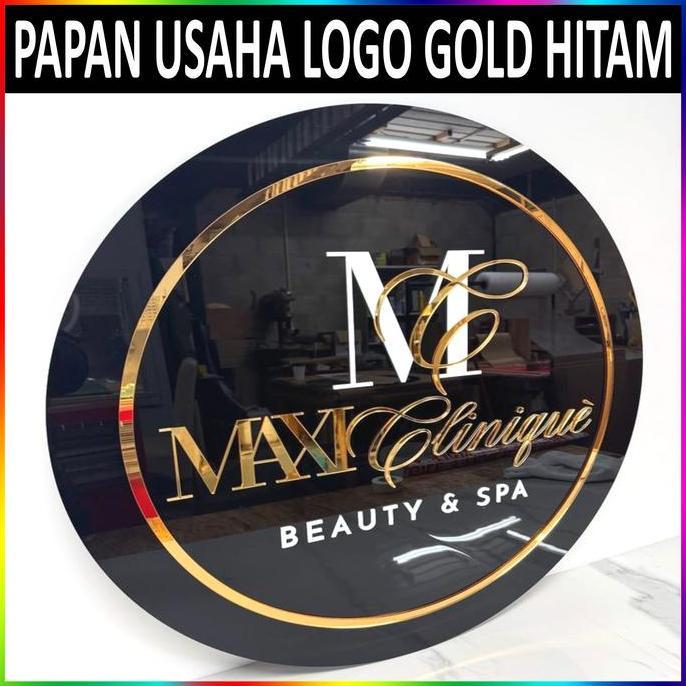 Promo Papan Nama Toko Papan Usaha Bulat HITAM Akrilik CUSTOM Bebas Murah Cepat Diskon