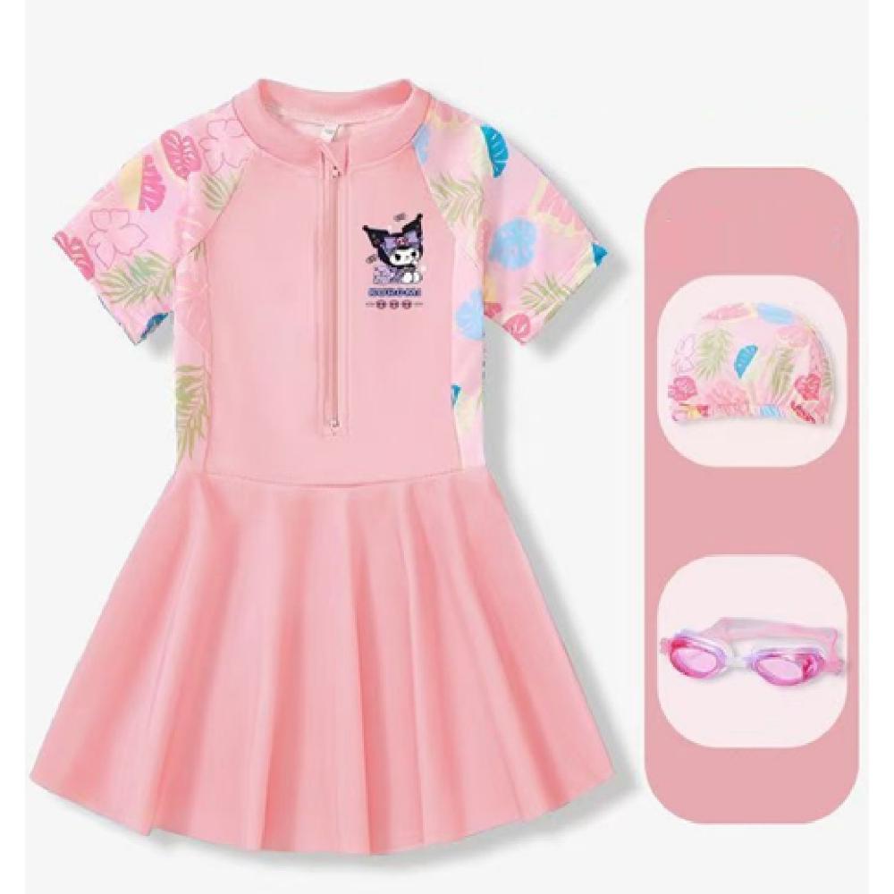 9911 Baju Renang Anak Dan Remaja Perempuan / Baju Renang Lengan Pendek Rok Motif Kuromi