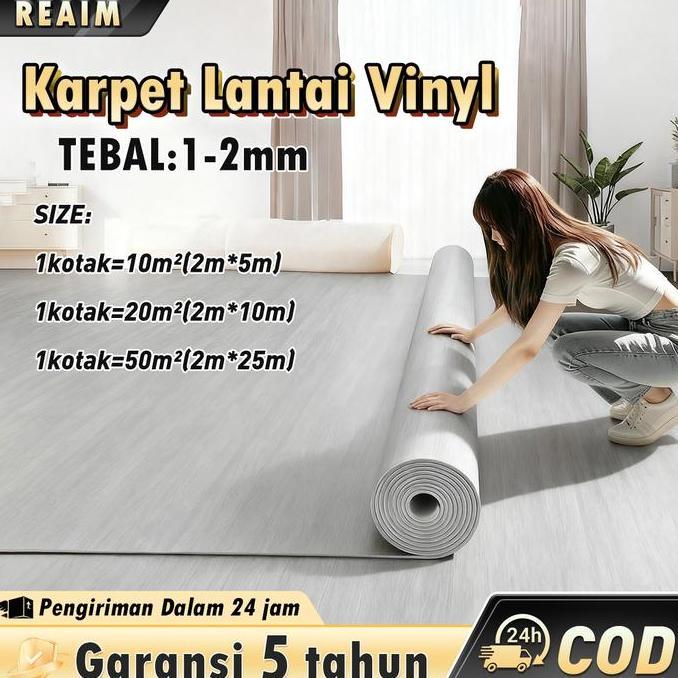 Promo Tahan Air, Tahan LembabKarpet Lantai Vinyl Roll aesthetic Gulungan Motif Kayu 1Roll 20m Tebal 