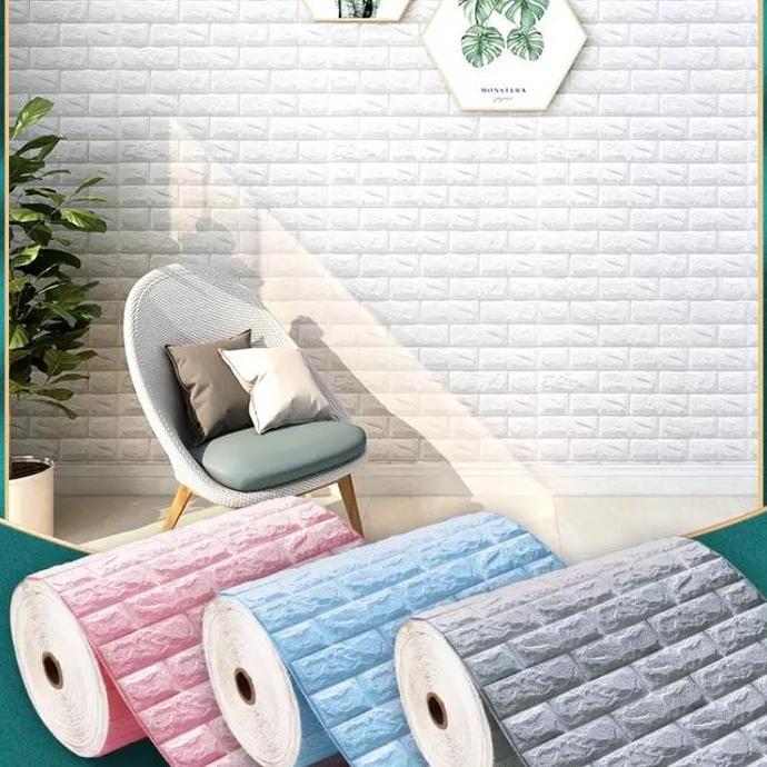 Promo WALLPAPER DEKORASI DINDING ROLL WALLPAPER 3D FOAM BATA Putih Diskon