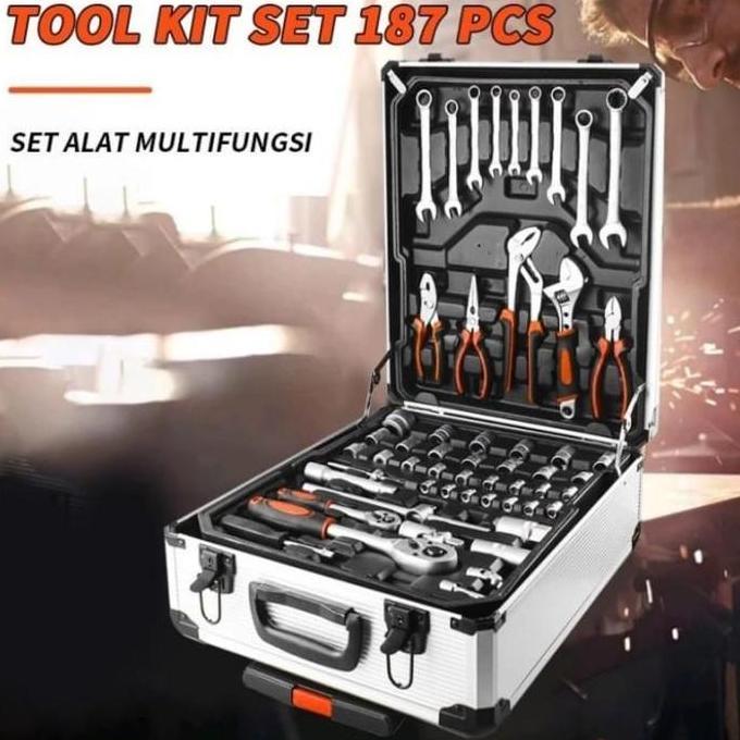 Terlaris Toolkit 187 Toolset 187 Perkakas Bengkel & Rumah Koper Toolkit 187Pcs
