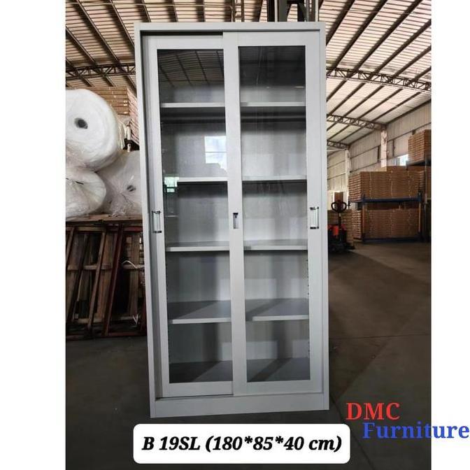 Ready Lemari arsip sliding kaca lemari arsip plat besi lemari file kantor sliding kaca putih