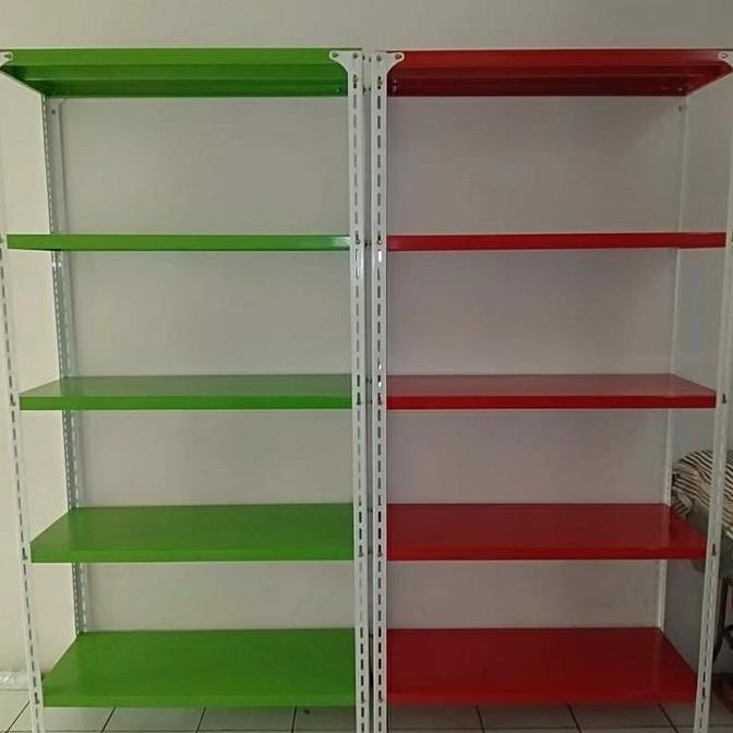 rak besi siku lubang 1m x 30 x 2m (5susun)
