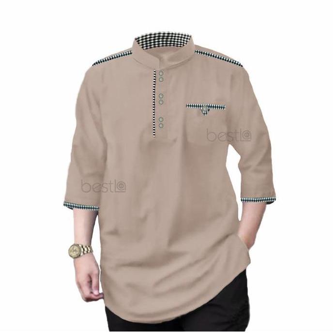 NEW KURTA TOJIRO Baju Koko Qurta Pria Muslim Dewasa Lengan 3/4 Katun Toyobo Kombinasi M L XL XXL XXX