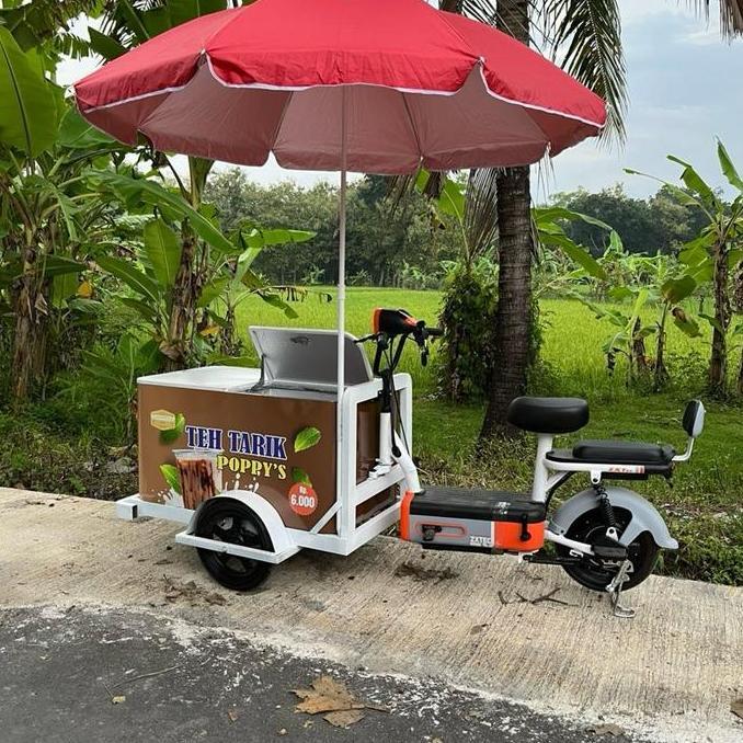 Terlaris (Diskon) Gerobak Sepeda Listrik Cocok Untuk Jualan Kopi Es Teh Jumbo Dawet Atau Magic Water