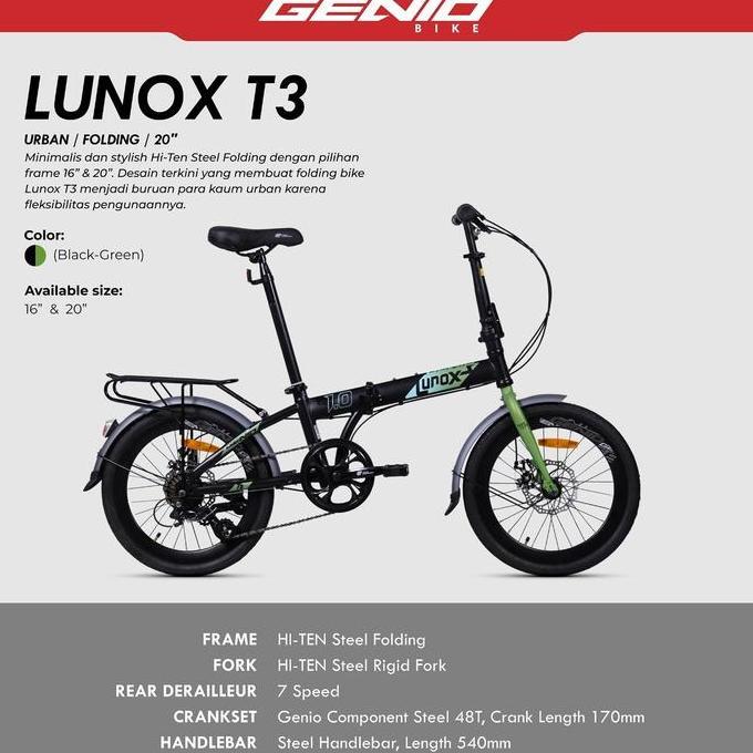Terlaris Sepeda Lipat 16 Inch Genio Lunox 1.0