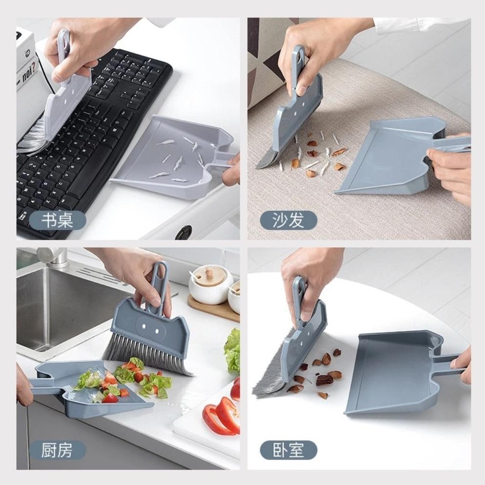 new ha 52 sapu set pengki mini premium plastik tebal bulu sintesis kuat tidak mudah kusut dan rontok