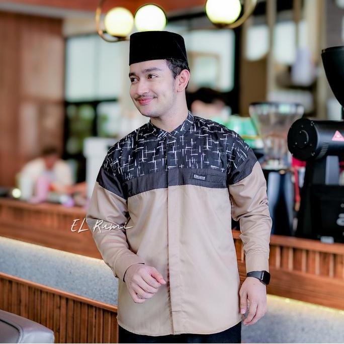 Baju Koko Pria Lengan Panjang Elrumi Katun Toyobo Atasan Koko Pria Dewasa Muslim Motif Senopati
