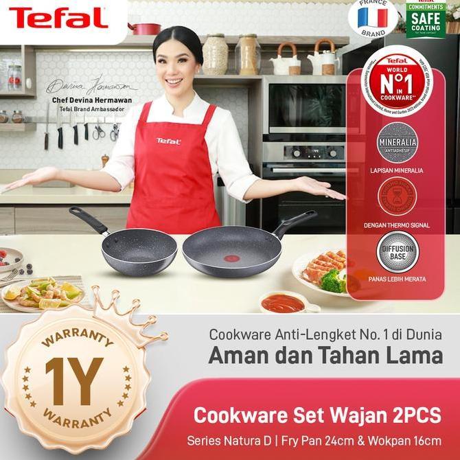 Tefal Cookware Set Wajan 2PCS Series Natura D / Fry Pan Anti Lengket