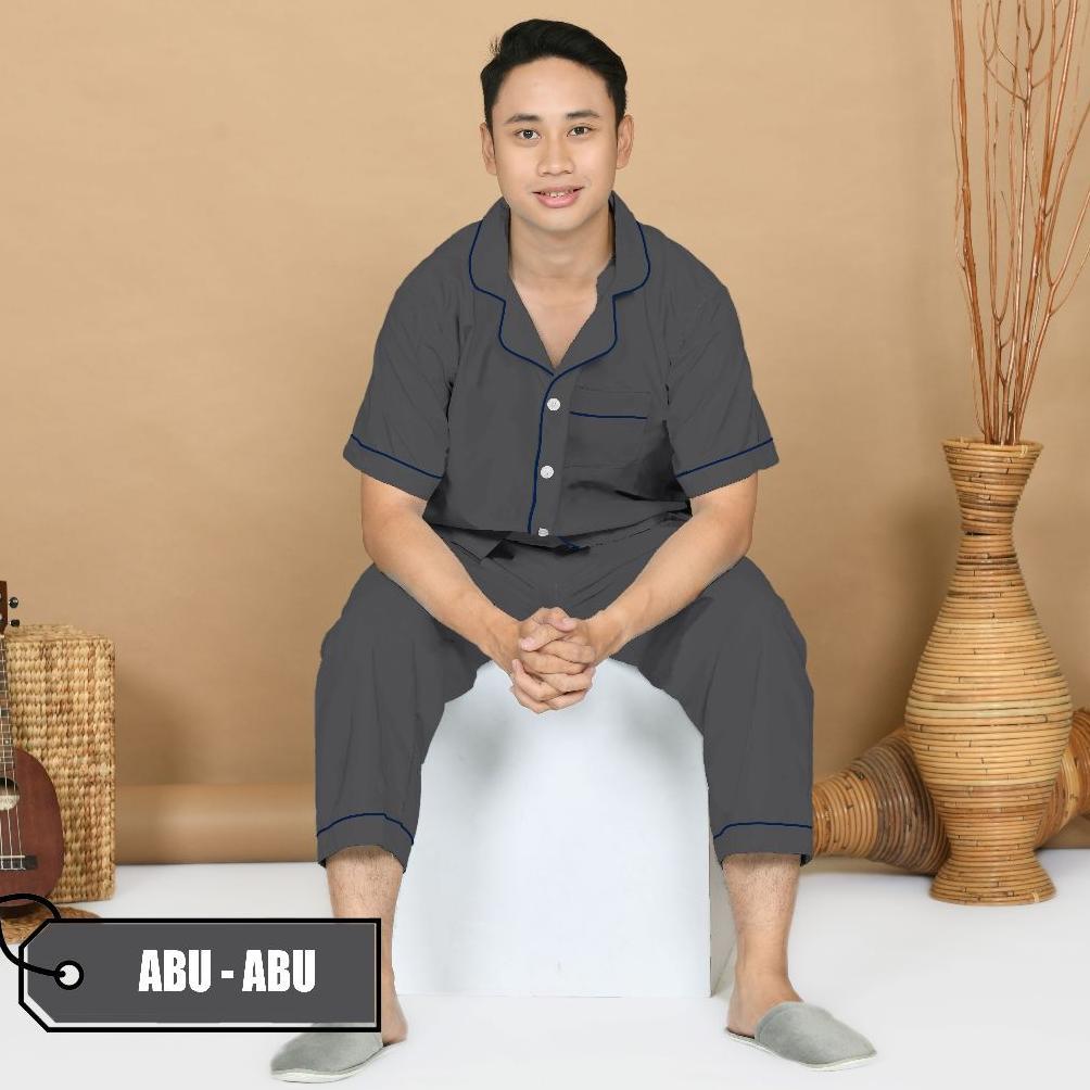 HOT DEALS Nyenyak Piyama Dewasa Pria CP ( Size L ) Bahan Katun / Setelan Baju Tidur Polos Cowok