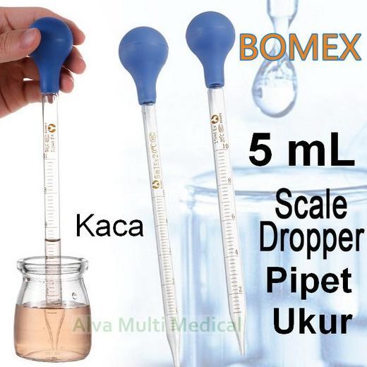 Ready Pipet Ukur 5 mL / Maat Pipet Kaca / Drop Pipet 5 mL Dengan Bulb Karet / Dropper Pipette 5 mL K
