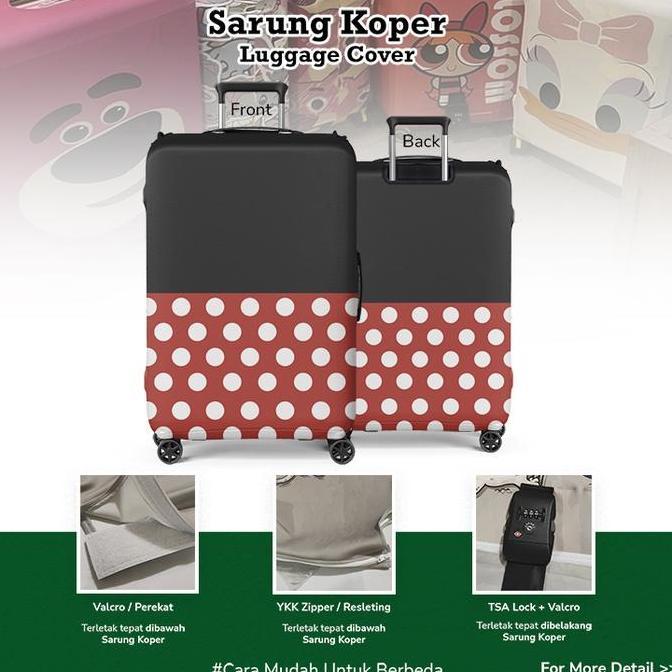 RAJAOPELAS - MINNIE 1 SARUNG KOPER COVER PELINDUNG KOPER LUGGAGE COVER DENGAN PEREKAT VALCRO YKK ZIP