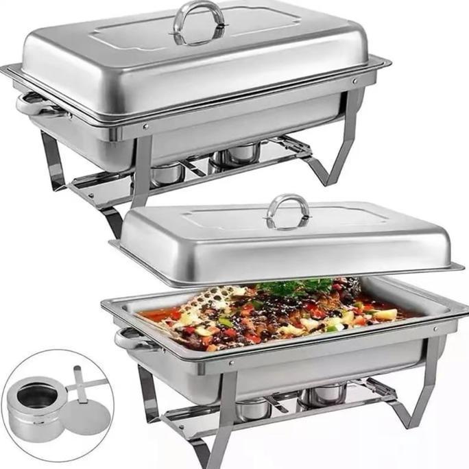 Chafing dish 11 liter stainless 2 sekat / tempat prasmanan wadah saji lauk pemanas makanan 1 sekat 2
