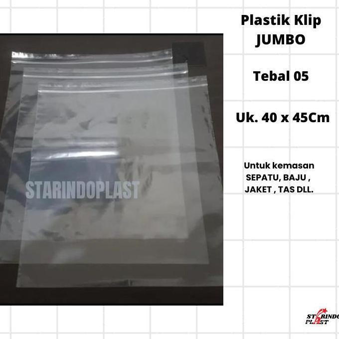 Plastik Klip Jumbo uk 40x55 cm Ziplock Bening Besar Tebal 0.5