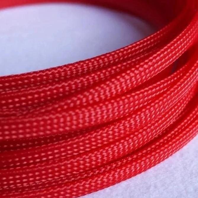 Braided Cable Sleeve - Sleeving Cable Bungkus Kabel - 6mm- Merah