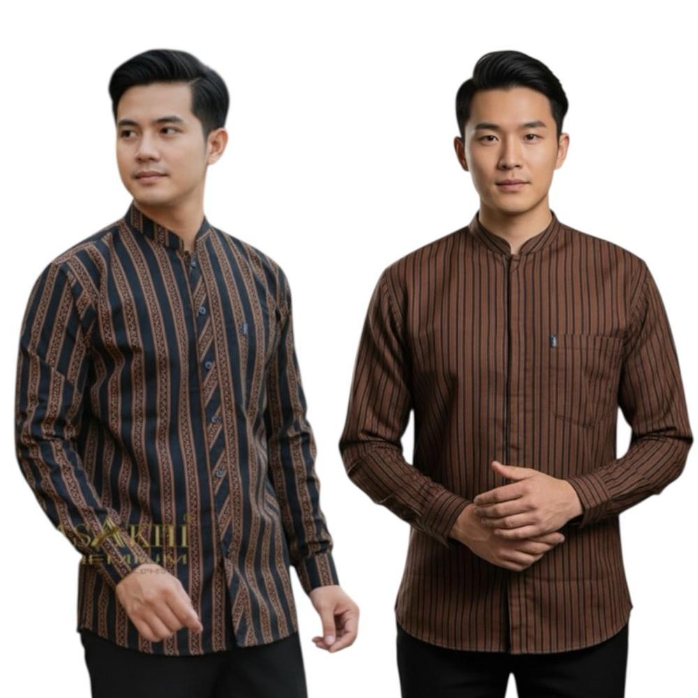 ORIGINAL BAJU KOKO LURIK SURJAN JAWA KEMEJA SHANGHAI PRIA MUSLIM KEMKO DEWASA BASIC KATUN SERAGAM AN