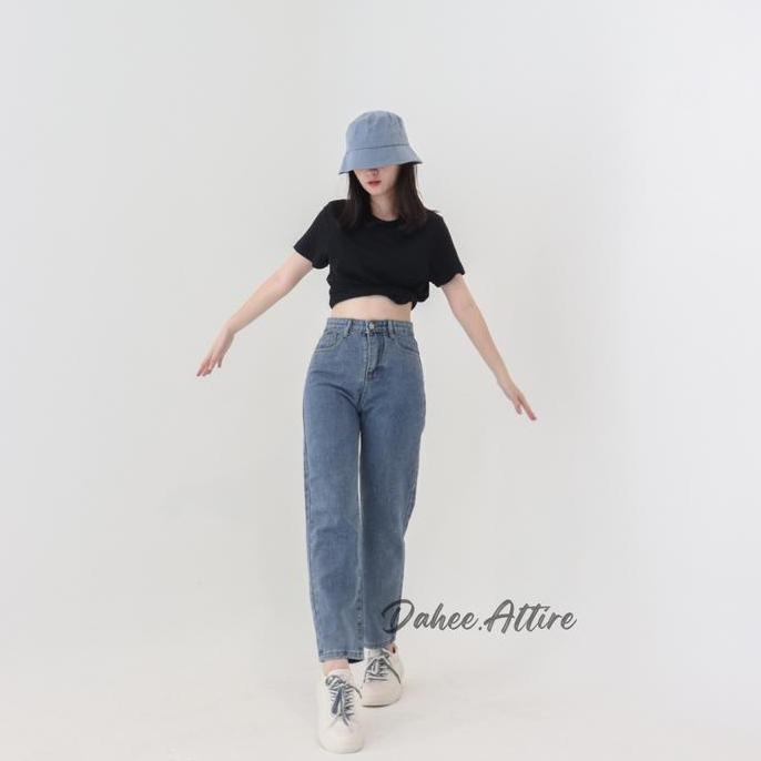 DE170 >> Celana Jeans Wanita Highwaist Mom Jeans - Charlotte Jeans