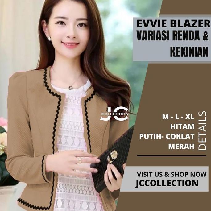 DV195 - Blazer Kerja Wanita Lengan Panjang Variasi Lace Renda Ala Korean Style Evve - / Outer Blazer