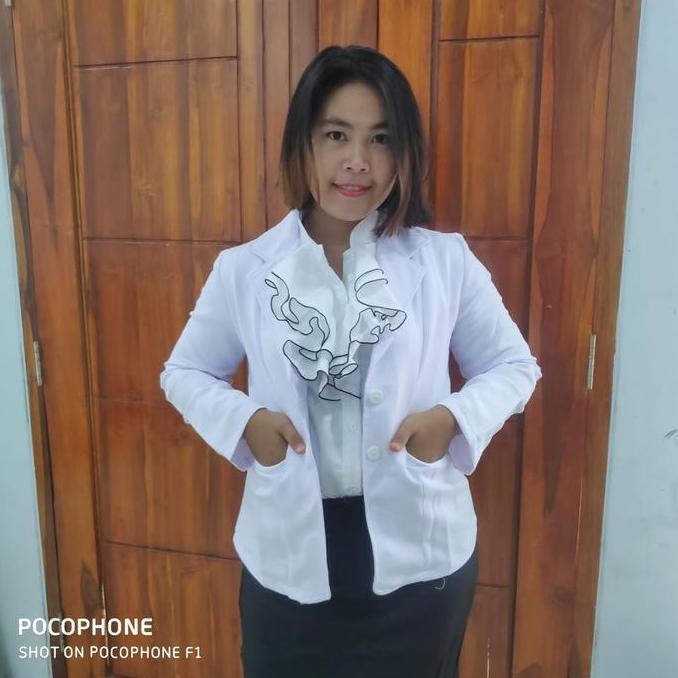 DV395 - Blazer putih kantor wanita blazer kerja wanita putih