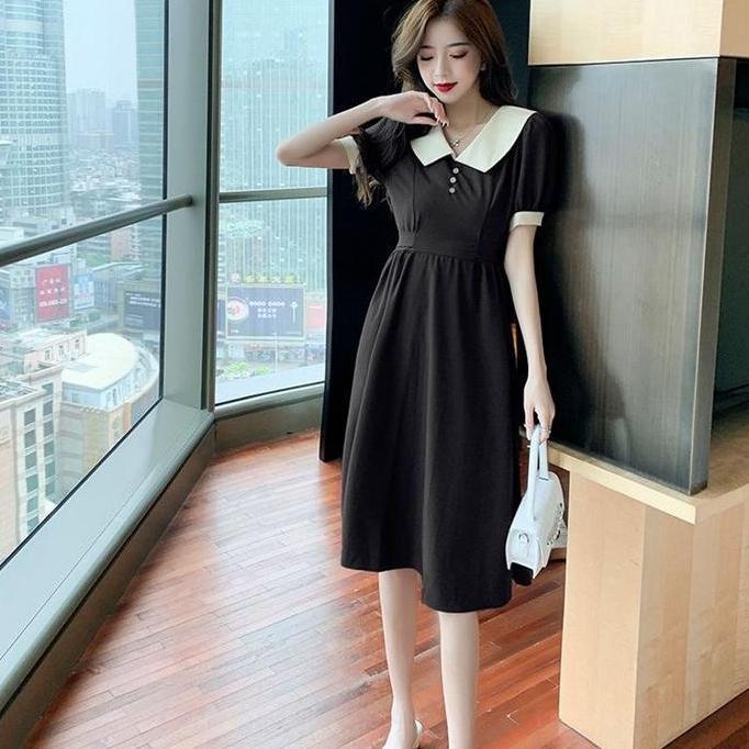DR227 - 1325 black dress korean long party dress for women elegant casual plus size sexy Fitted Dres